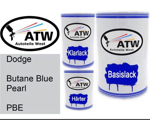 Dodge, Butane Blue Pearl, PBE: 500ml Lackdose + 500ml Klarlack + 250ml Härter - Set, von ATW Autoteile West.